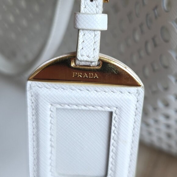 Prada  Perforated White Tote Top Handle Handbag - Picture 9 of 12